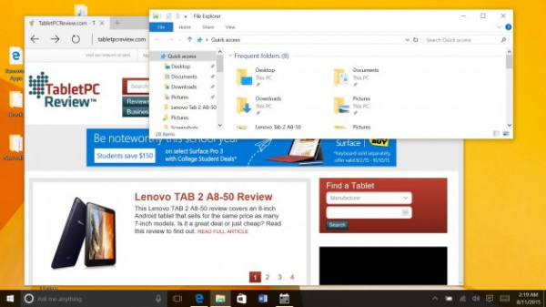 Обзор Windows 10 для планшетов
